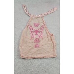 Dolls Kill Sugar Thrillz Fluttering Beatz Butterfly Spike Halter Top Size Small